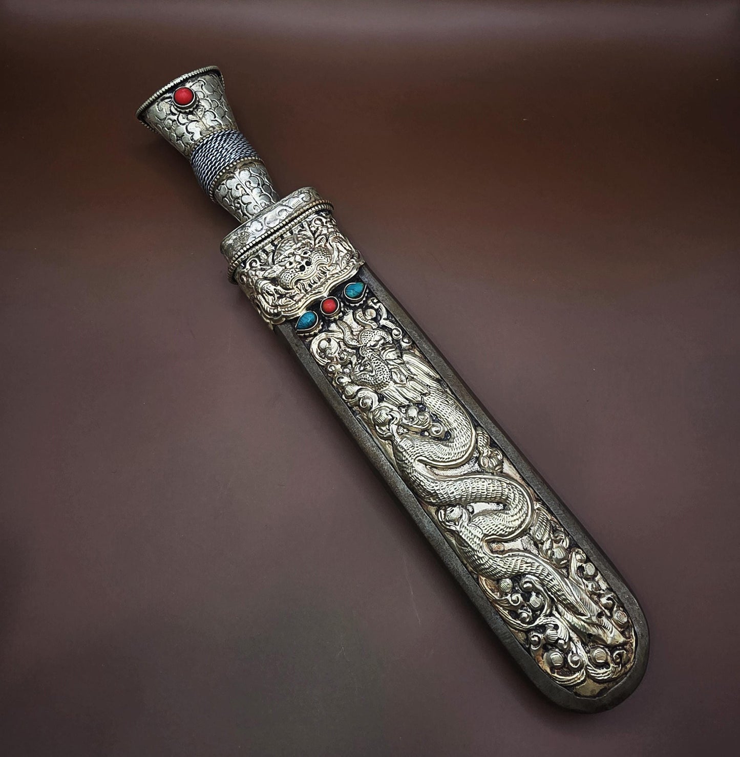 Handmade Tibetan Paper Knife – Nepal Artisan Letter Opener with White Metal Handle & Iron Blade