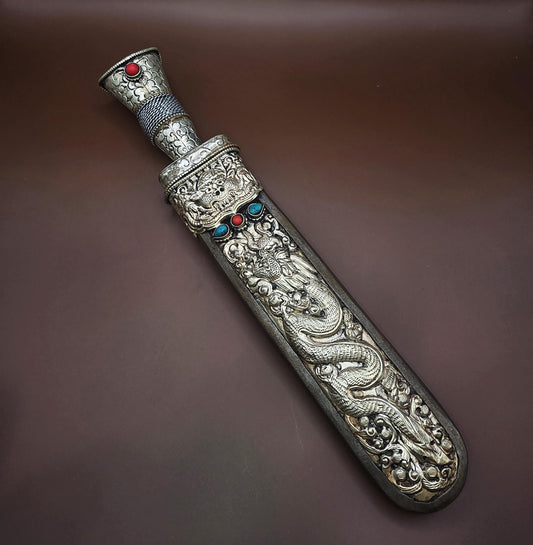 Handmade Tibetan Paper Knife – Nepal Artisan Letter Opener with White Metal Handle & Iron Blade