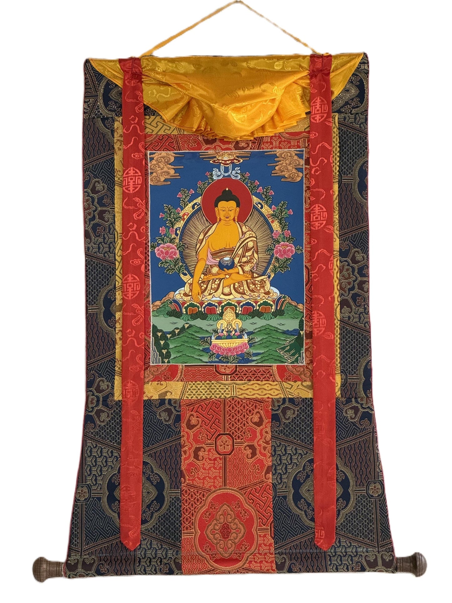 Hand-Painted Shakyamuni Buddha Thangka | Silk Framed Tibetan Art