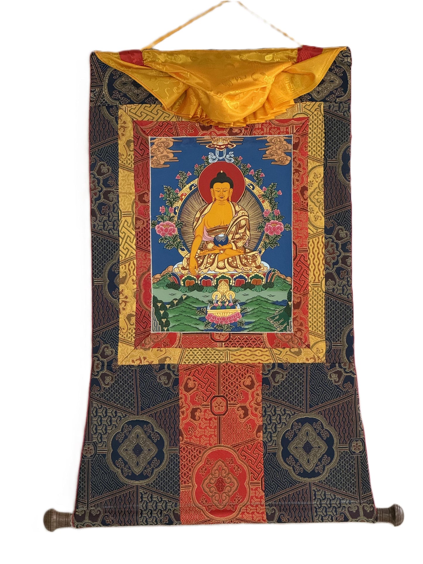Hand-Painted Shakyamuni Buddha Thangka | Silk Framed Tibetan Art