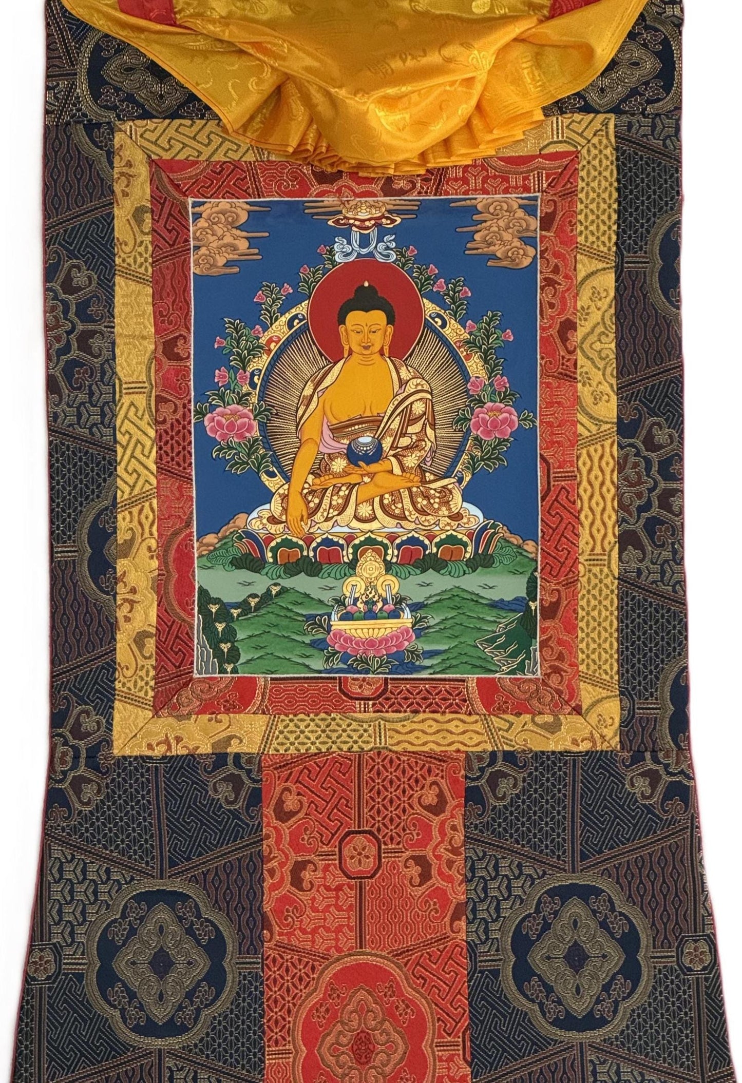 Hand-Painted Shakyamuni Buddha Thangka | Silk Framed Tibetan Art