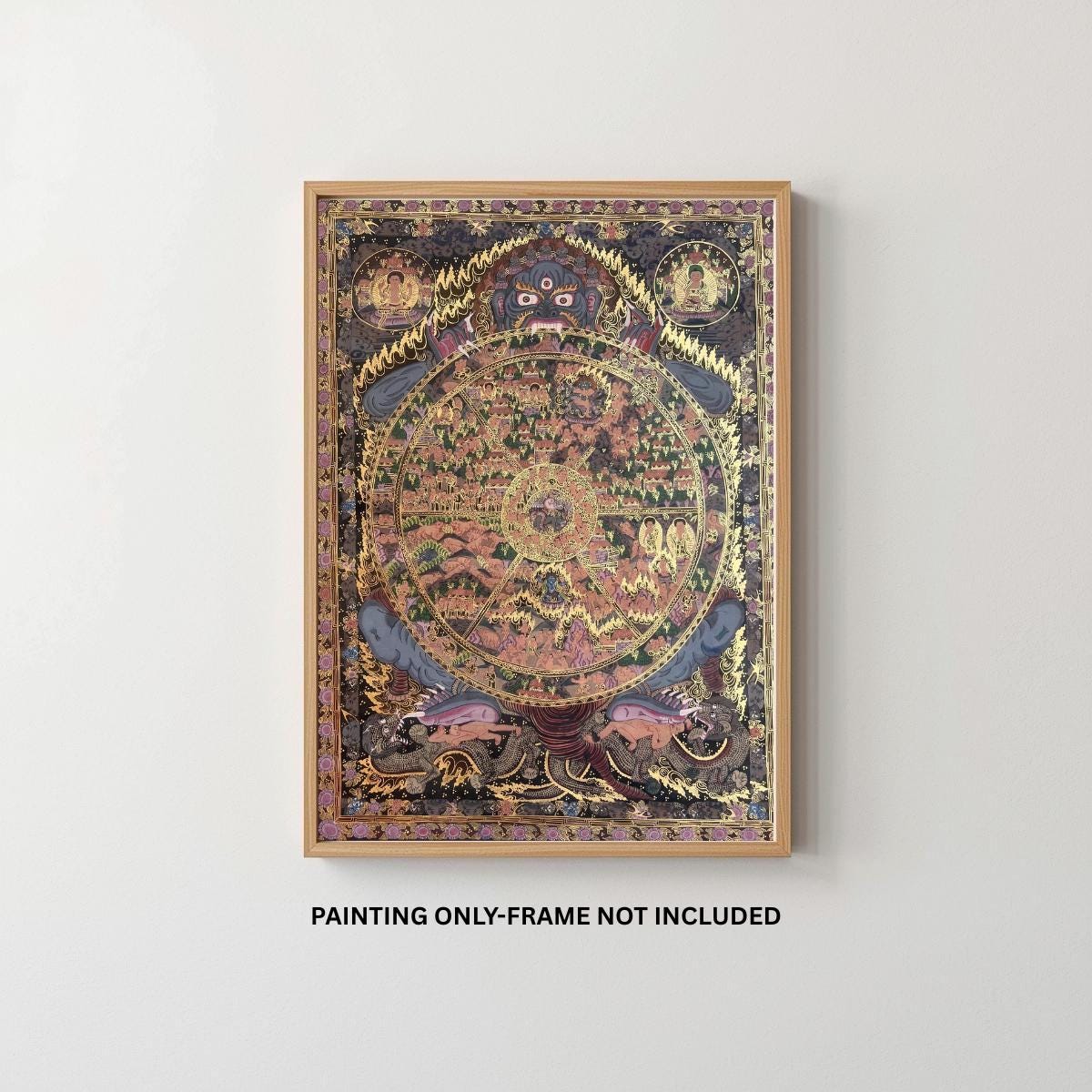 Wheel of Life Large Thangka Painting | Oil Varnished Bhavacakra Mandala