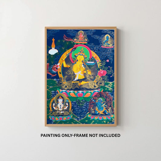 Hand-Painted Manjushri Thangka | Tibetan Buddhist Art, Silk Brocade