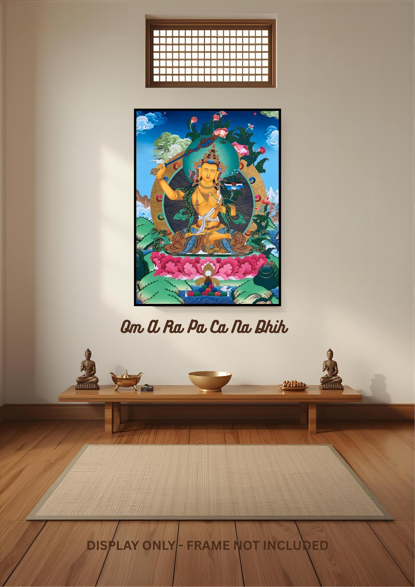 Manjushri Bodhisattva Thangka Painting - Wisdom Deity 24K Gold Hand-Painted  Buddhist Art