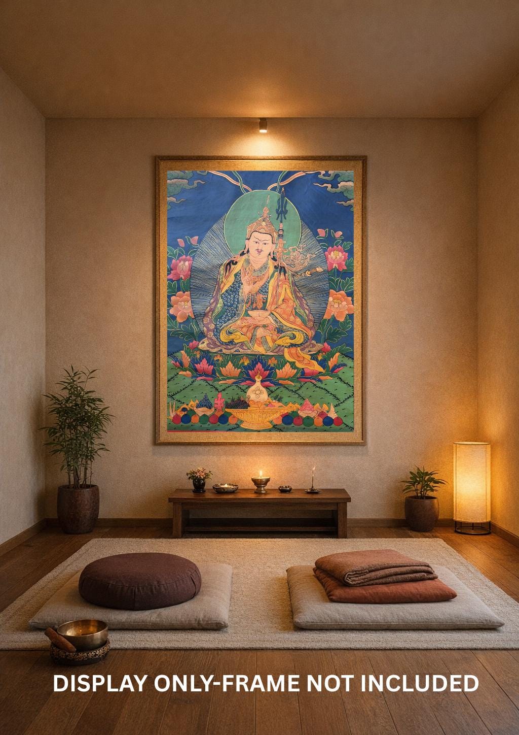 Guru Rinpoche (Padmasambhava) Tibetan Thangka – Semi Old, Oil Varnished Painting