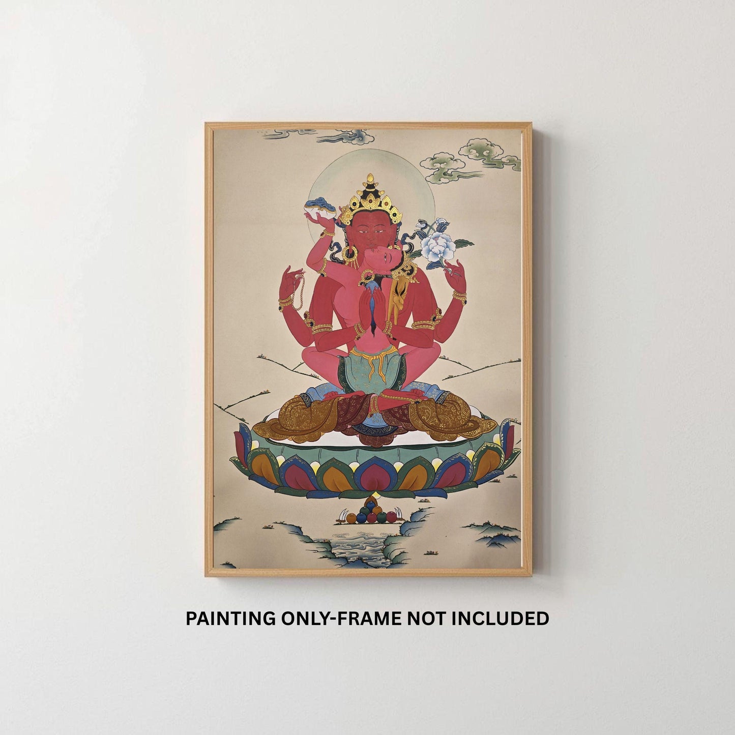 Chenrezig Shakti Thangka, Karma Gadri Tibetan Art, Yab-Yum Compassion Deity, Hand-Painted