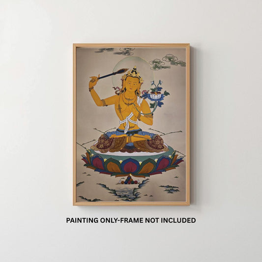 Hand-Painted Manjushri Thangka | Bodhisattva of Wisdom | Karma Gadri Style Tibetan Art