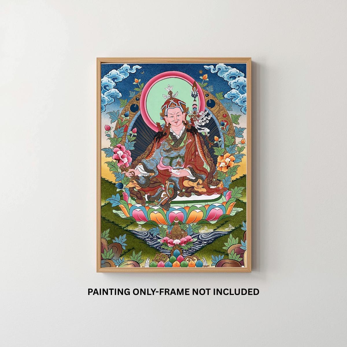 Guru Rinpoche Padmasambhava Thangka Painting, Hand-Painted Tibetan Meditation Art