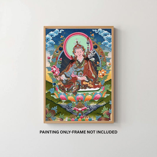 Guru Rinpoche Padmasambhava Thangka Painting, Hand-Painted Tibetan Meditation Art