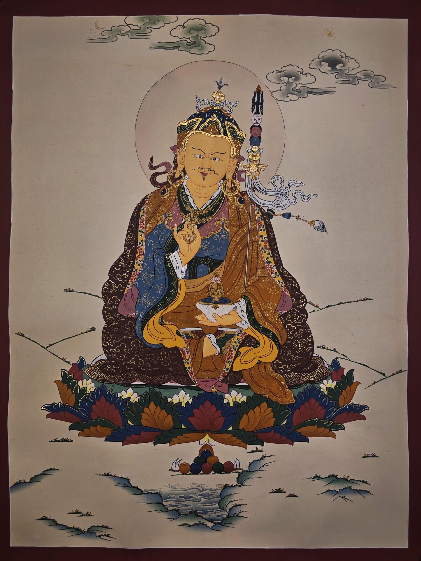Guru Padmasambhava Thangka – Karma Gadri Style | Hand-Painted Master Quality Tibetan Art