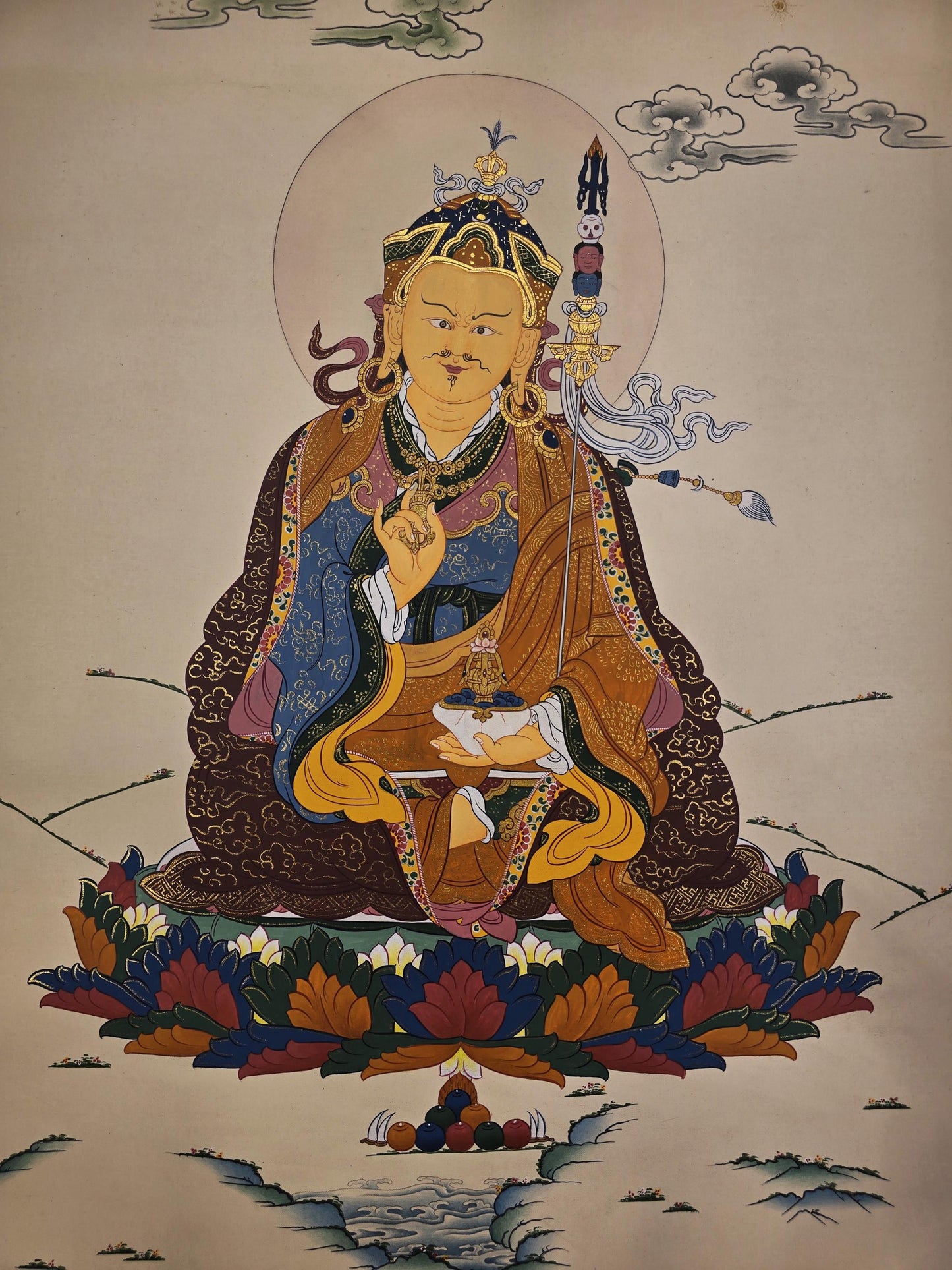 Guru Padmasambhava Thangka – Karma Gadri Style | Hand-Painted Master Quality Tibetan Art