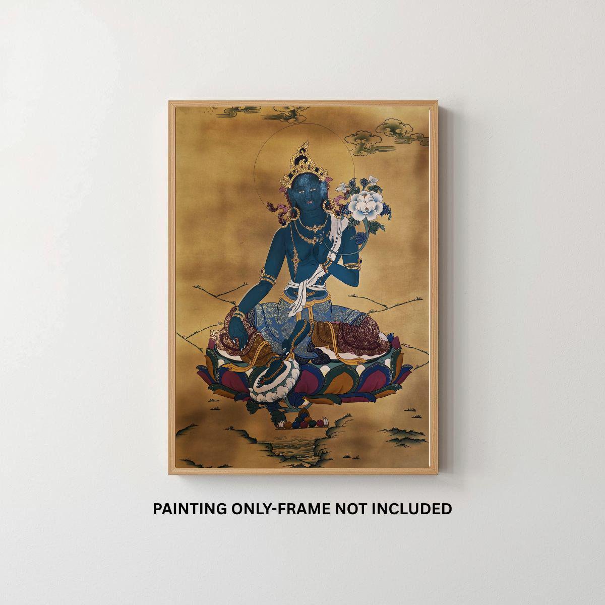 Green Tara Thangka – Karma Gadri Style | Smoky Matte Finish | Hand-Painted Himalayan Buddhist Art