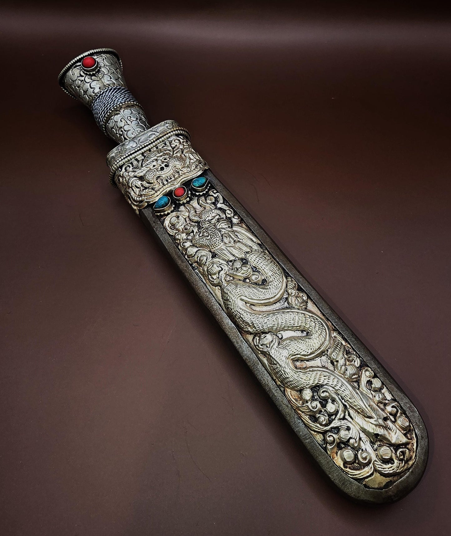 Handmade Tibetan Paper Knife – Nepal Artisan Letter Opener with White Metal Handle & Iron Blade