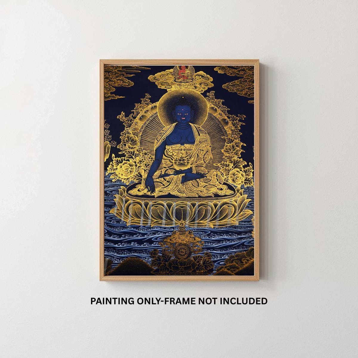 24K Gold Medicine Buddha Thangka Painting, Bhaisajyaguru Healing Art