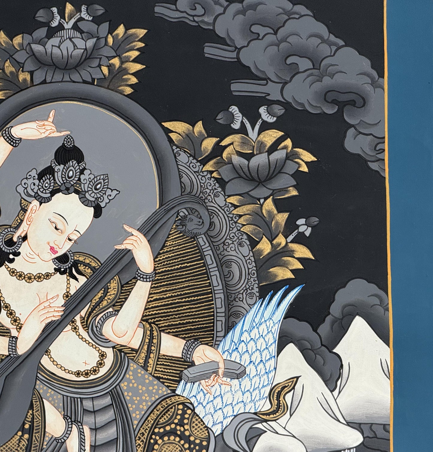 Hand-Painted Saraswati Newari Thangka Painting | Hindu Goddess of Wisdom Art
