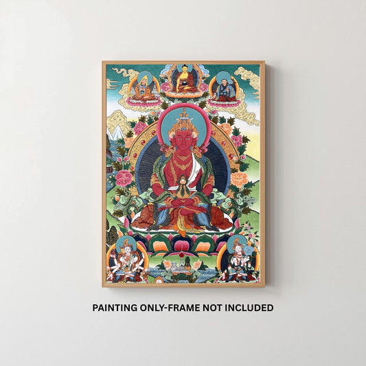 Hand-Painted Amitayus (Aparmita) Thangka | Longevity Buddha Tibetan Art | Meditation Wall Painting