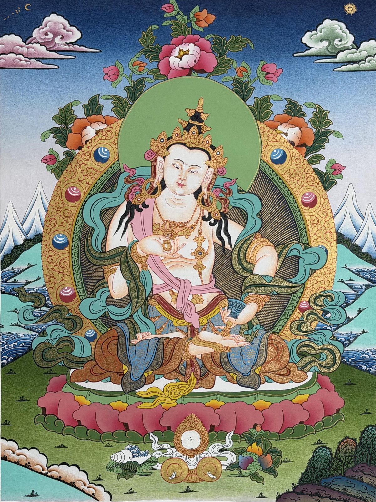 Vajrasattva Thangka Hand Painted Tibetan Buddhist Purification Deity Meditation Wall Art