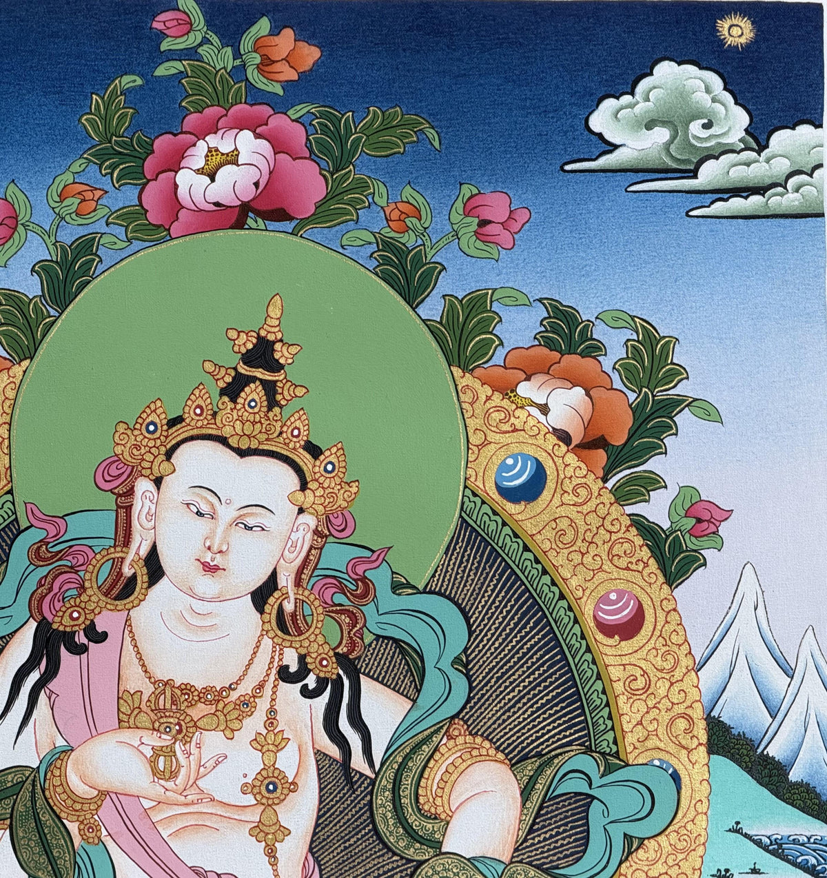 Vajrasattva Thangka Hand Painted Tibetan Buddhist Purification Deity Meditation Wall Art