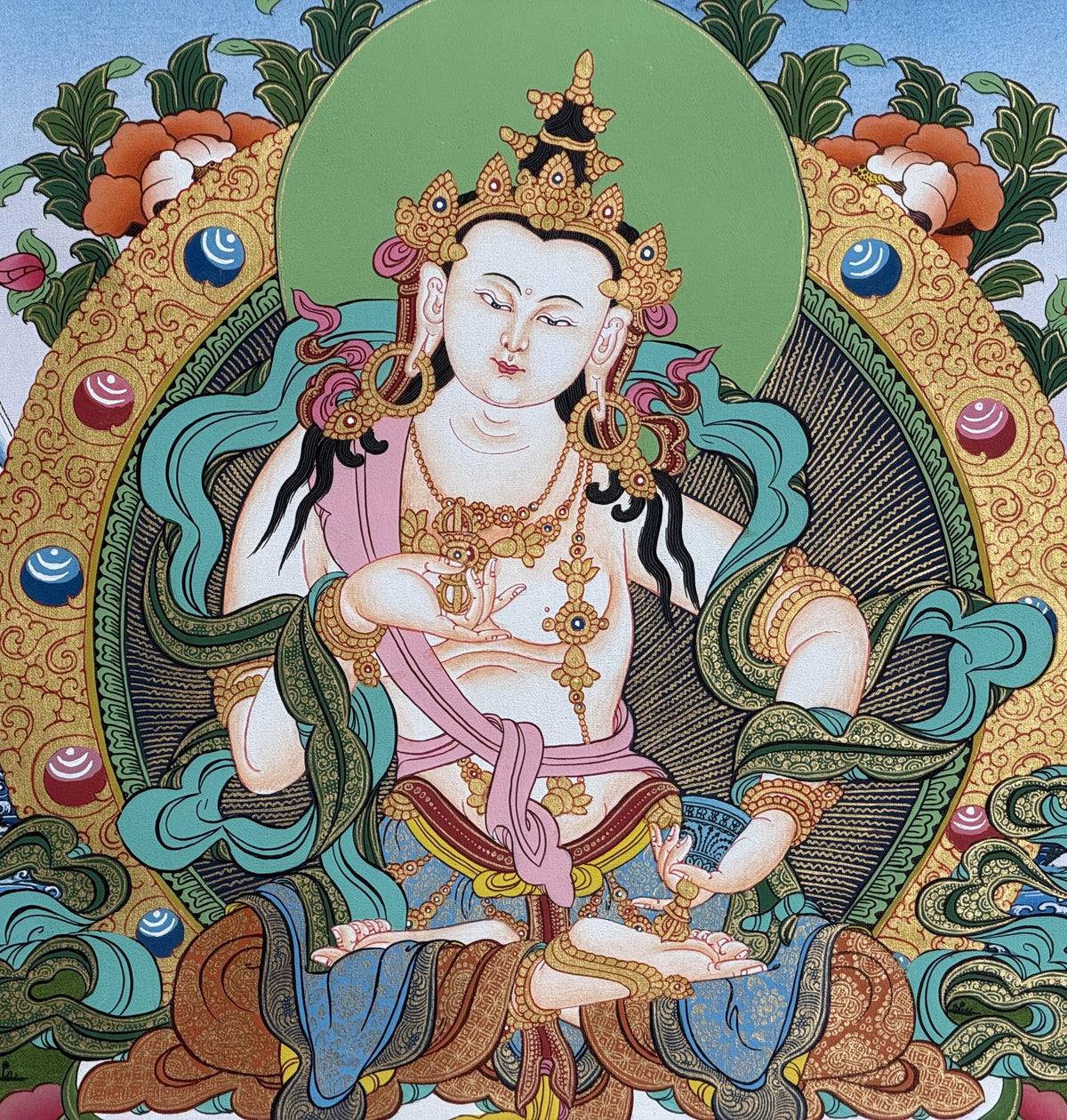 Vajrasattva Thangka Hand Painted Tibetan Buddhist Purification Deity Meditation Wall Art