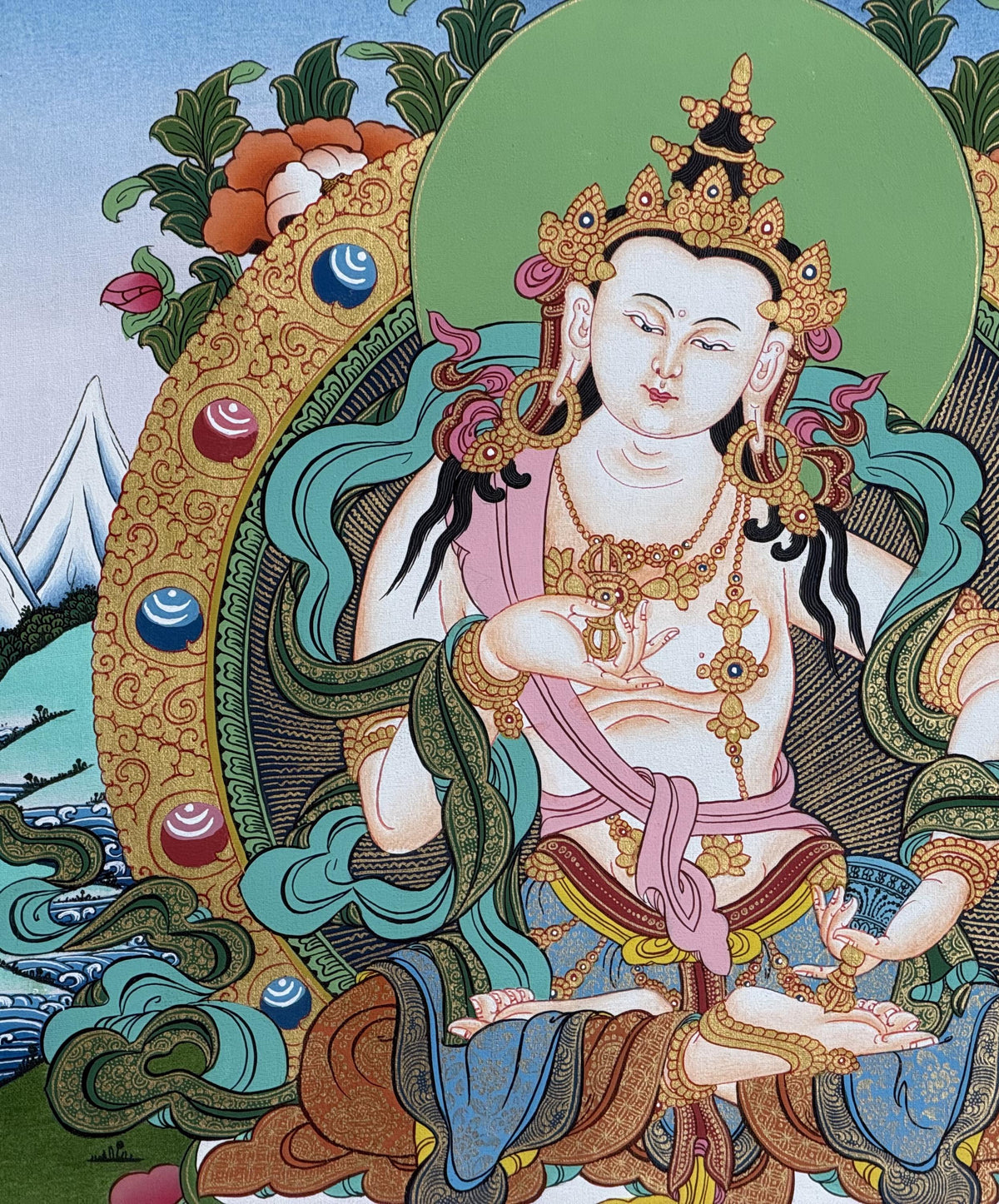 Vajrasattva Thangka Hand Painted Tibetan Buddhist Purification Deity Meditation Wall Art