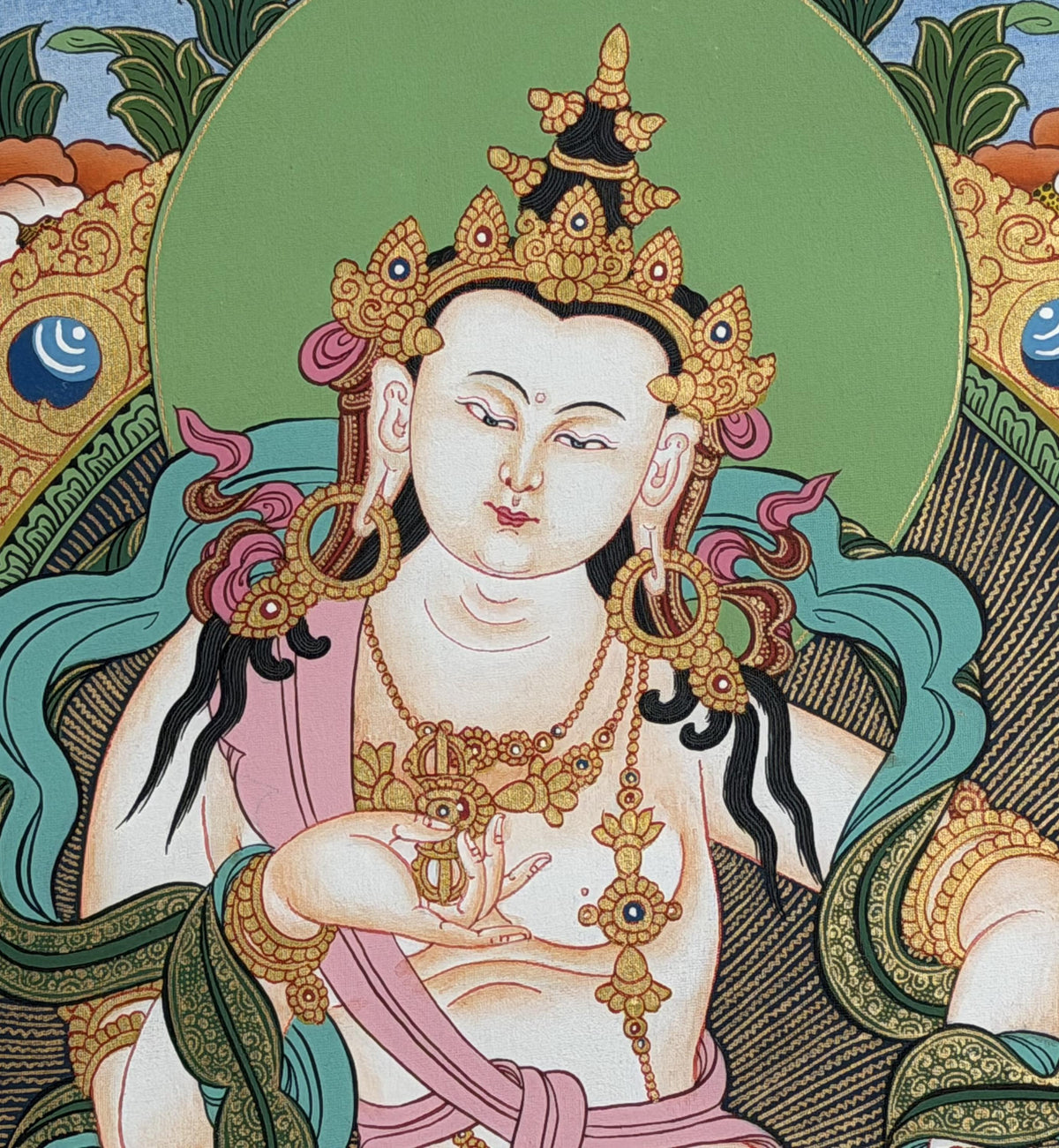 Vajrasattva Thangka Hand Painted Tibetan Buddhist Purification Deity Meditation Wall Art