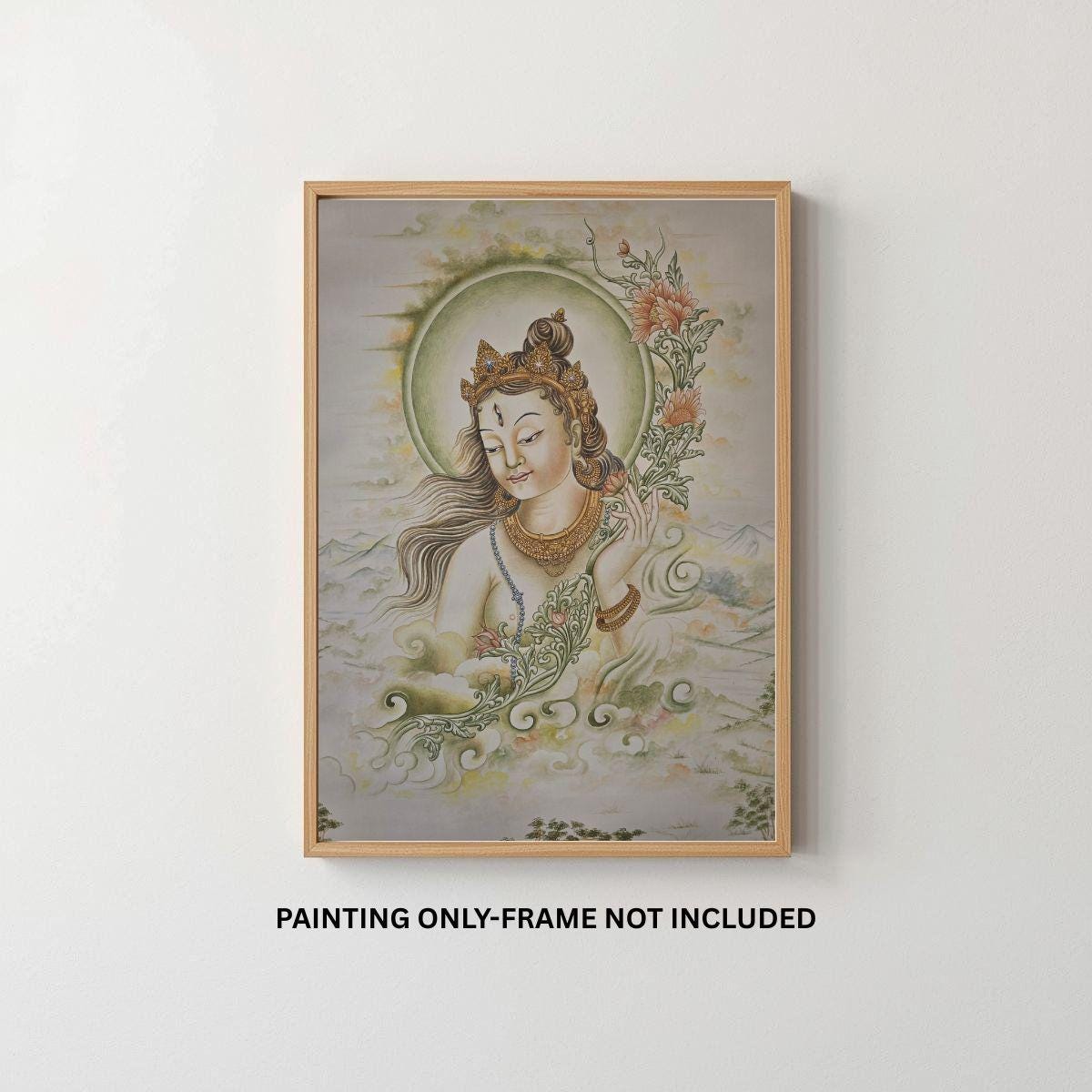 Green Tara Newari Paubha Painting | Hand Painted Masterpiece Buddhist Art