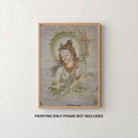 Green Tara Newari Paubha Painting | Hand Painted Masterpiece Buddhist Art