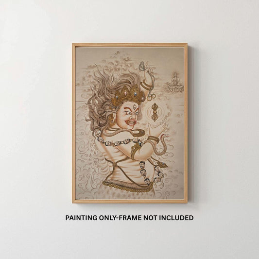 Original Hand-painted Masterpiece Dharmapala Vajrapani  Newari Paubha Thangka Painting from Nepal