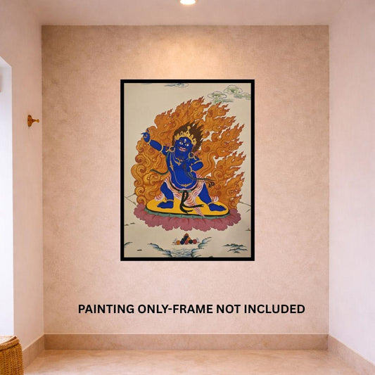 Vajrapani Dharmapala Thangka – Karma Gadri Style | Hand-Painted Tibetan Buddhist Art
