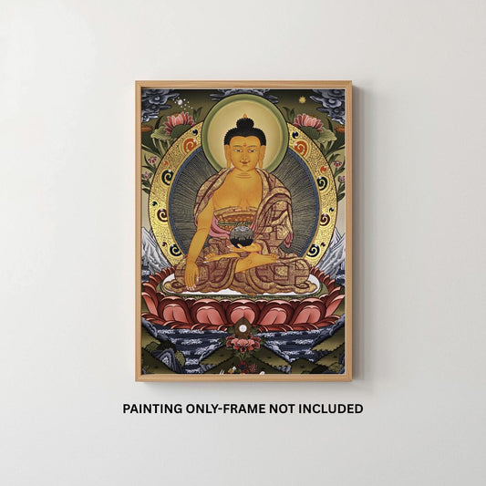 Shakyamuni Buddha Thangka – 24K Gold Painting | Hand-Painted Tibetan Art