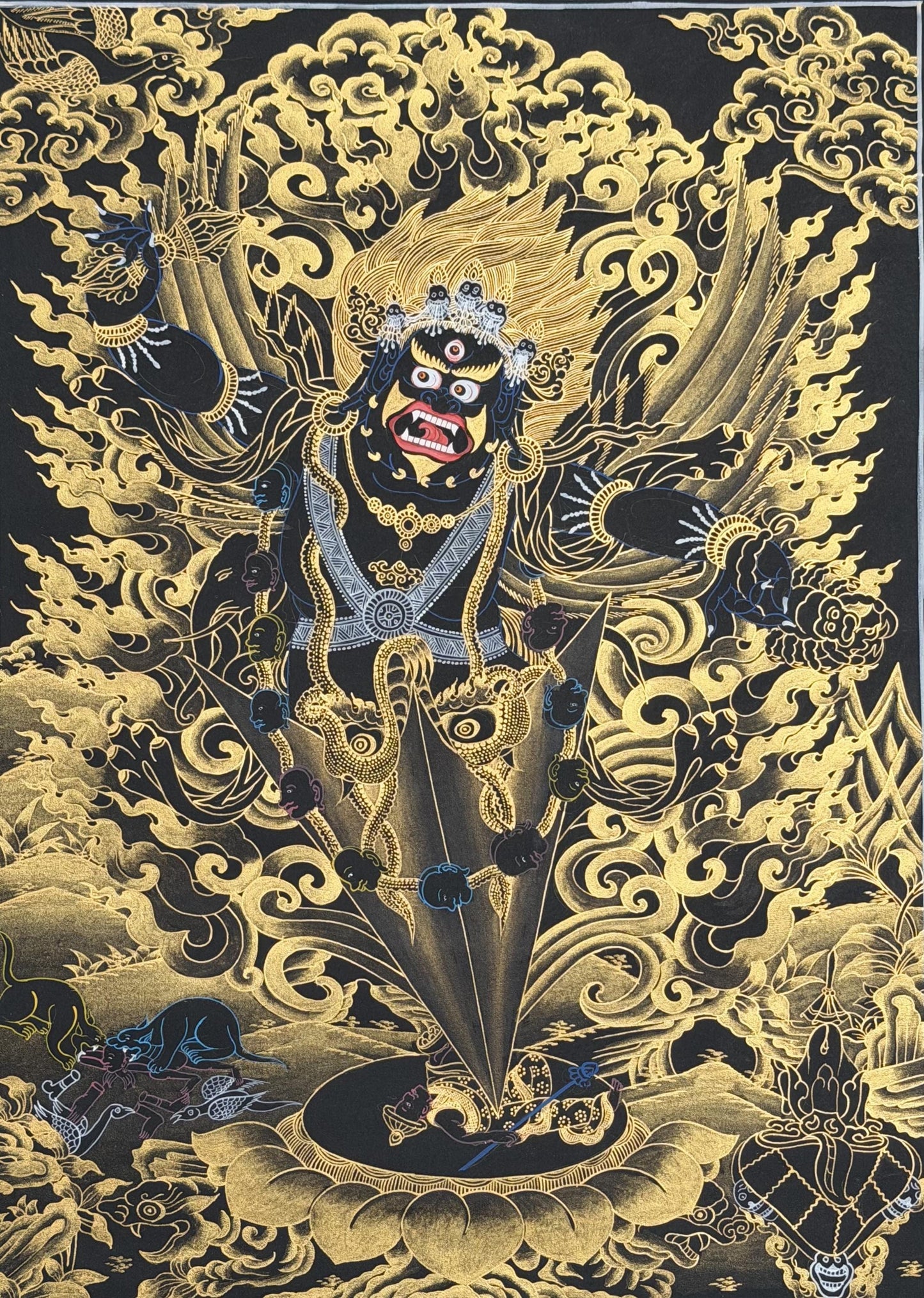 Hand-Painted Dorje Phurba Thangka | Tibetan Vajra Nail Ritual Art, Spiritual Empowerment