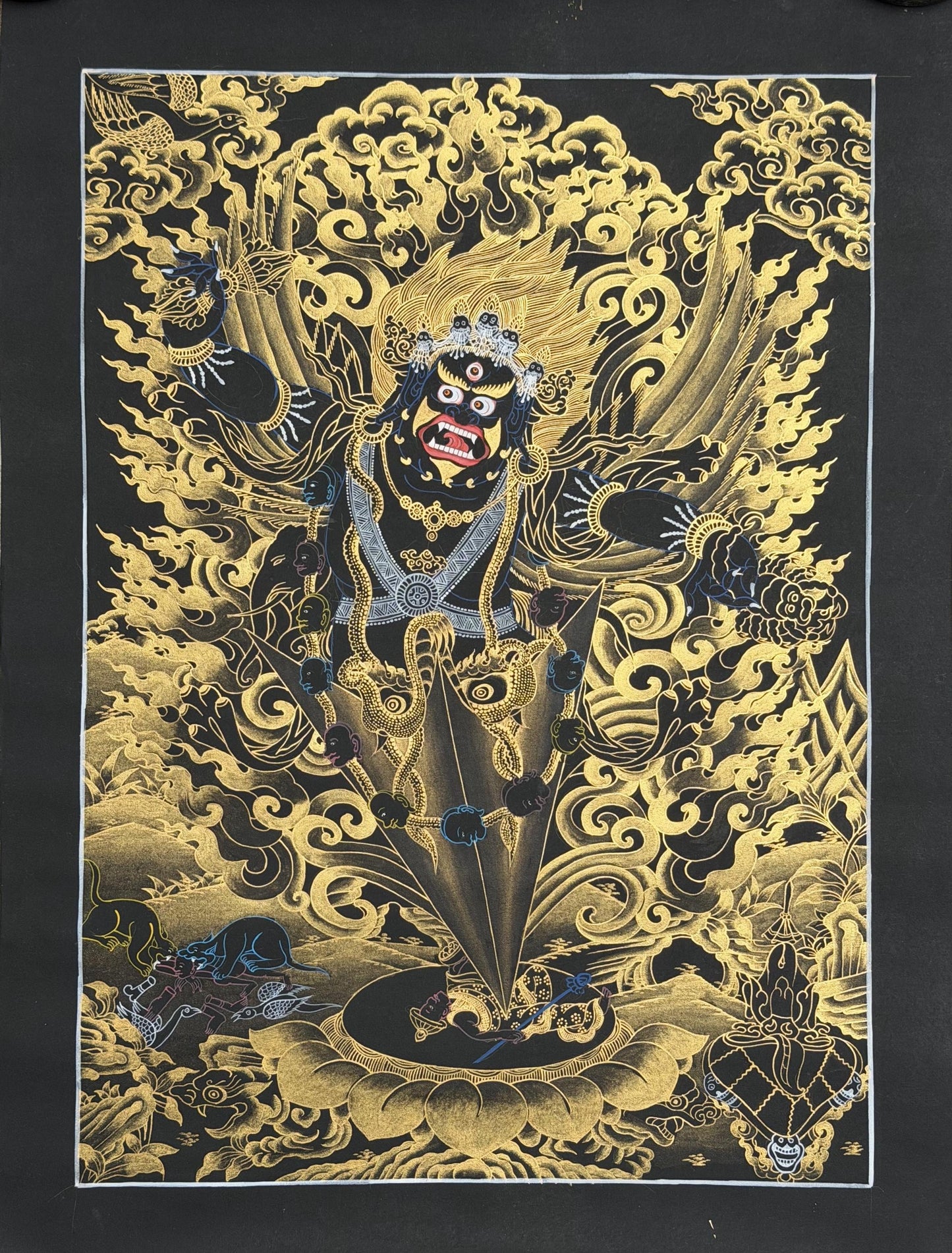 Hand-Painted Dorje Phurba Thangka | Tibetan Vajra Nail Ritual Art, Spiritual Empowerment