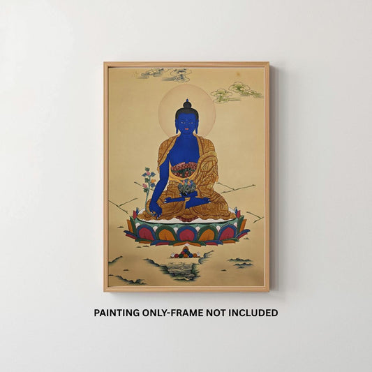 Hand-Painted Medicine Buddha Thangka | Bhaisajyaguru Painting |Tibetan Healing Art