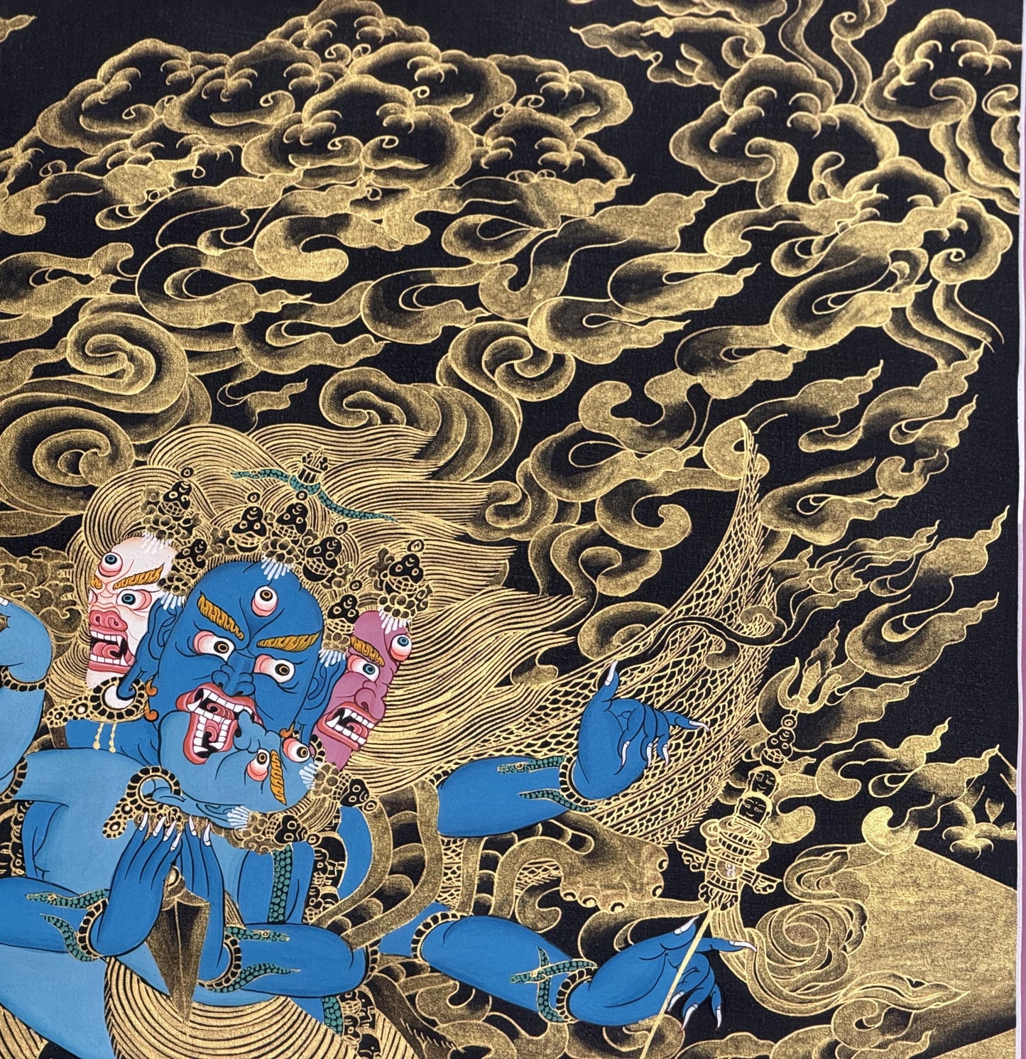 Vajrakilaya Thangka with Consort | Master Hand-Painted Tibetan Wrathful Deity Art
