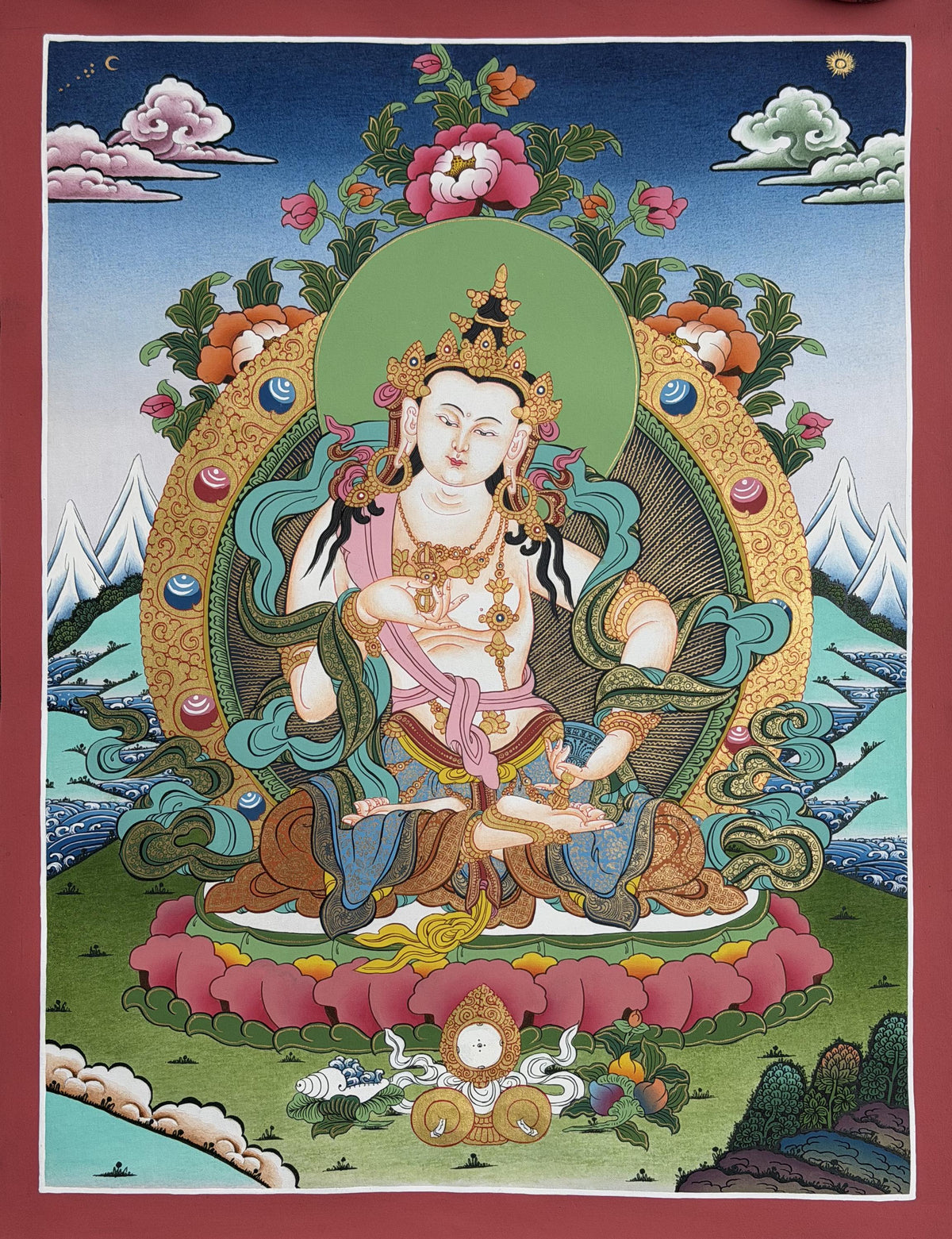 Vajrasattva Thangka Hand Painted Tibetan Buddhist Purification Deity Meditation Wall Art