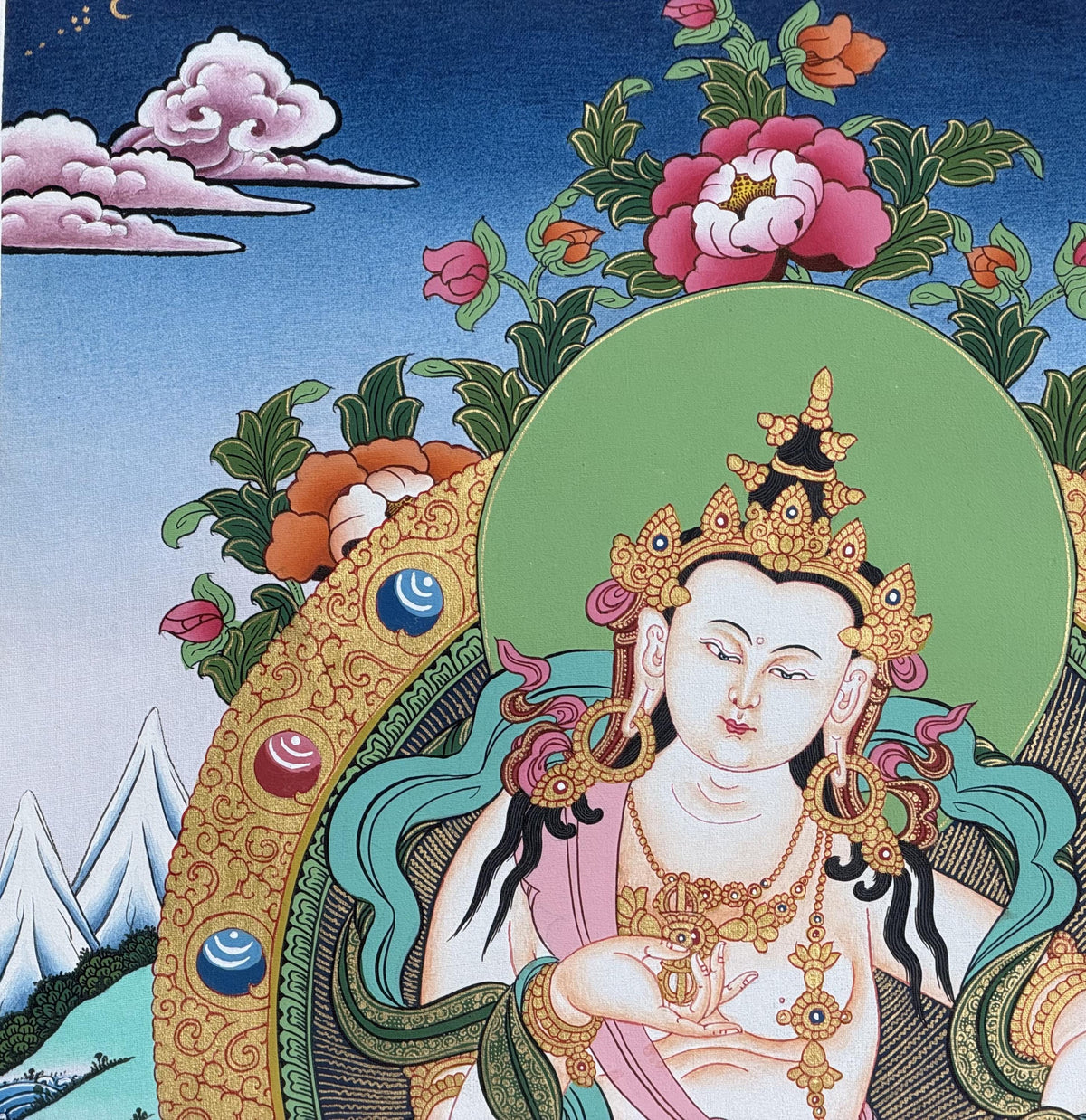 Vajrasattva Thangka Hand Painted Tibetan Buddhist Purification Deity Meditation Wall Art