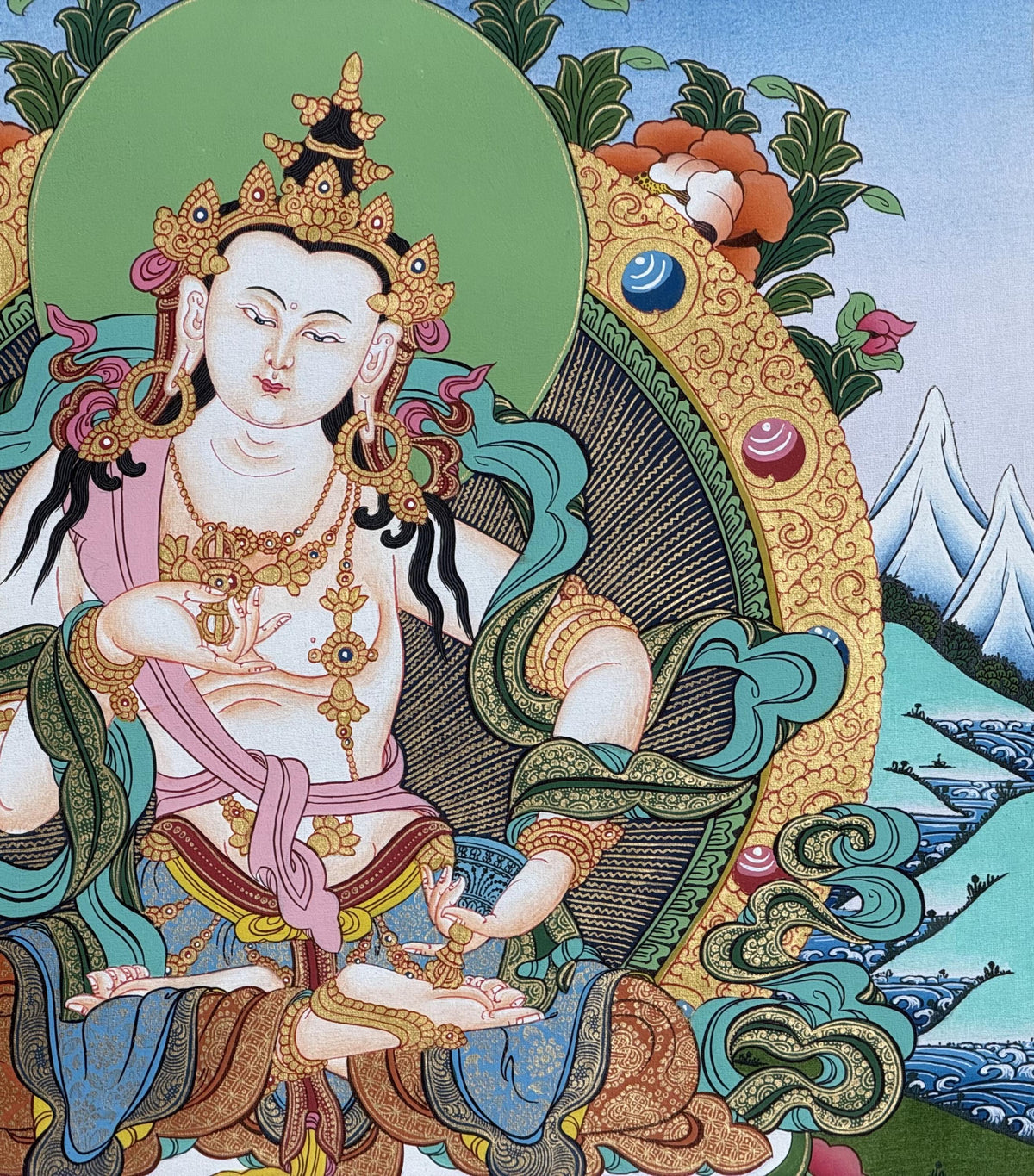 Vajrasattva Thangka Hand Painted Tibetan Buddhist Purification Deity Meditation Wall Art