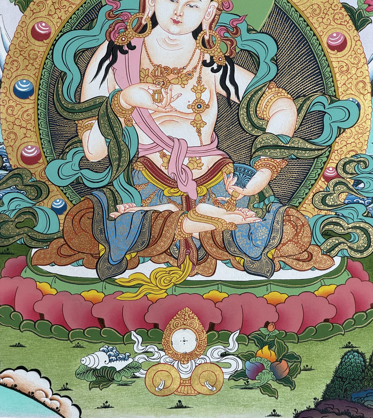 Vajrasattva Thangka Hand Painted Tibetan Buddhist Purification Deity Meditation Wall Art