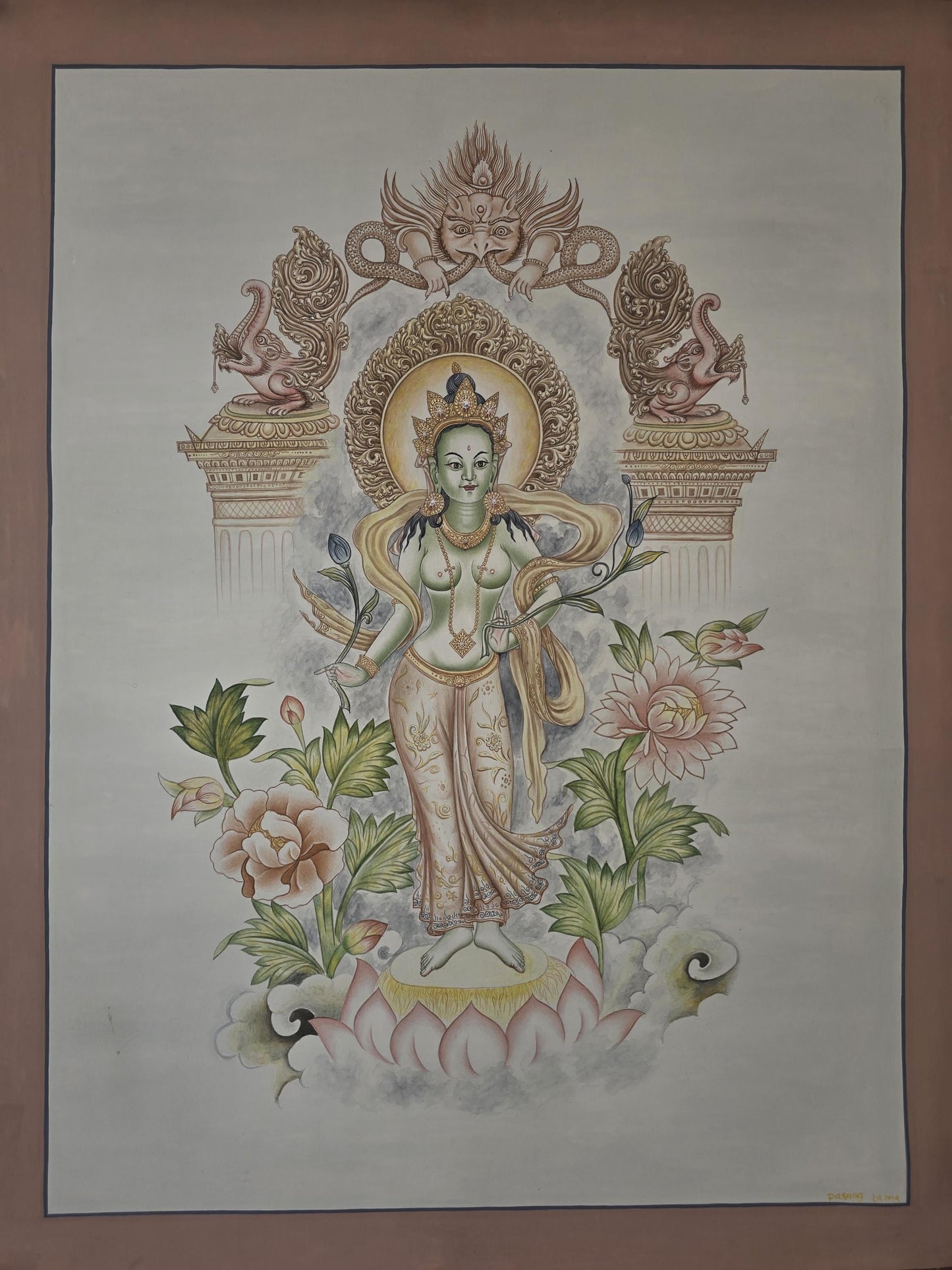 Green Tara Newari Paubha Painting | Hand Painted Nepalese Buddhist Art