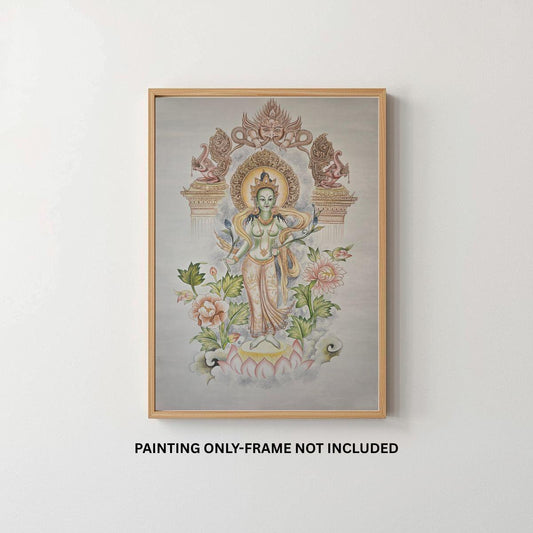 Green Tara Newari Paubha Painting | Hand Painted Nepalese Buddhist Art