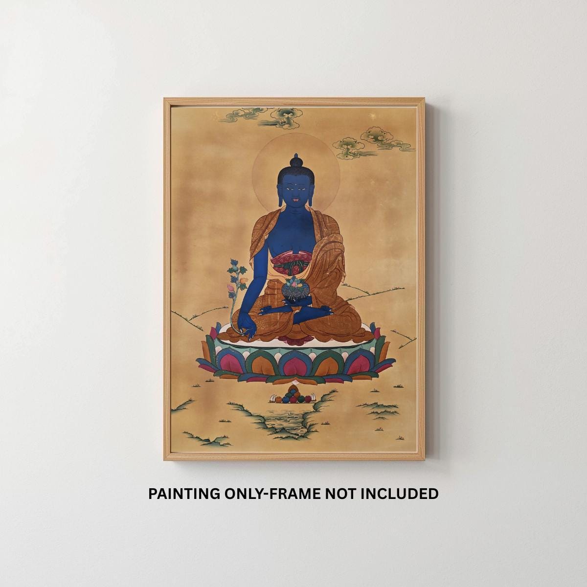 Medicine Buddha Thangka | Hand-Painted Smoky Tibetan Healing Art in Karma Gadri Style