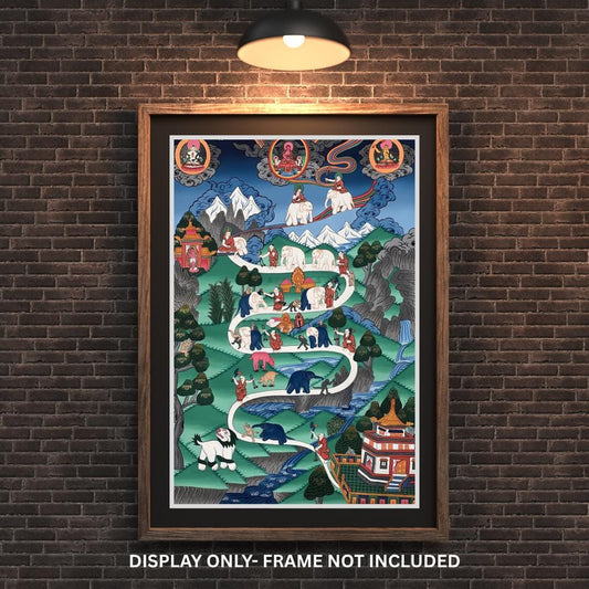 Hand-Painted Tibetan Thangka - Samatha Meditation Elephant Path Art - Large Compassion Meditation Painting