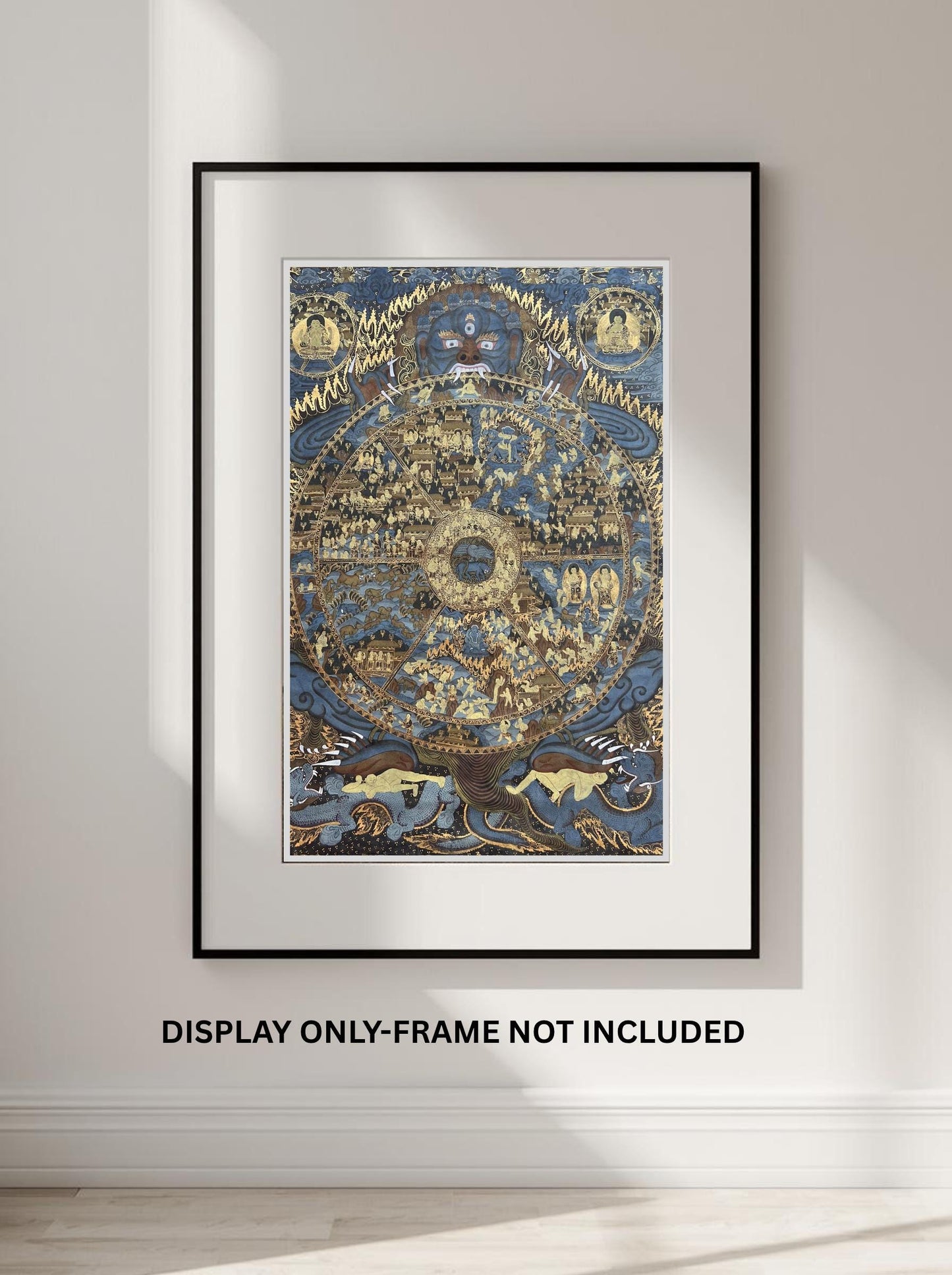 Large Wheel of Life Thangka Painting | Hand-Painted Bhavacakra Samsara Mandala Art