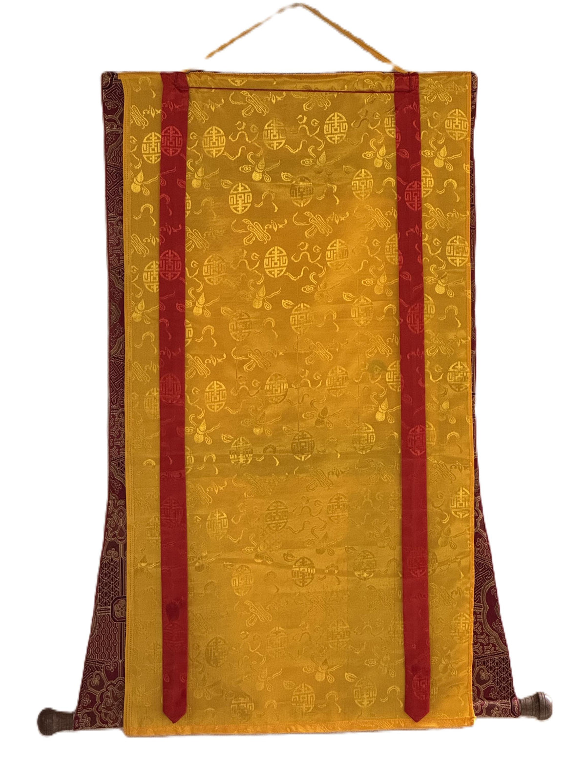 Hand-Painted Samatha Meditation Thangka | Nine Stage Elephant Path Meditation Art with Silk Brocade