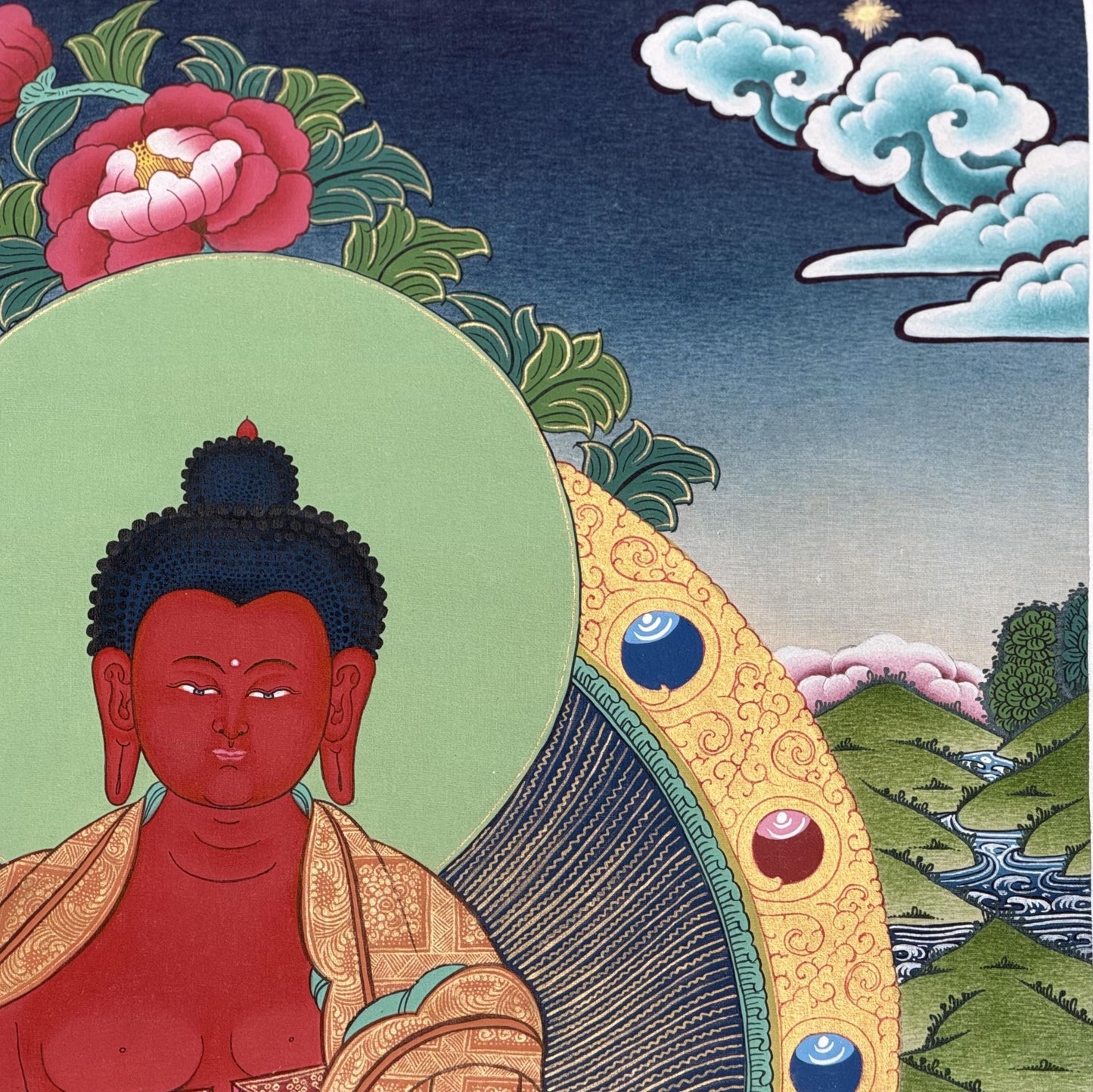 Amitabha Buddha Thangka | Hand-Painted Tibetan Pure Land Art