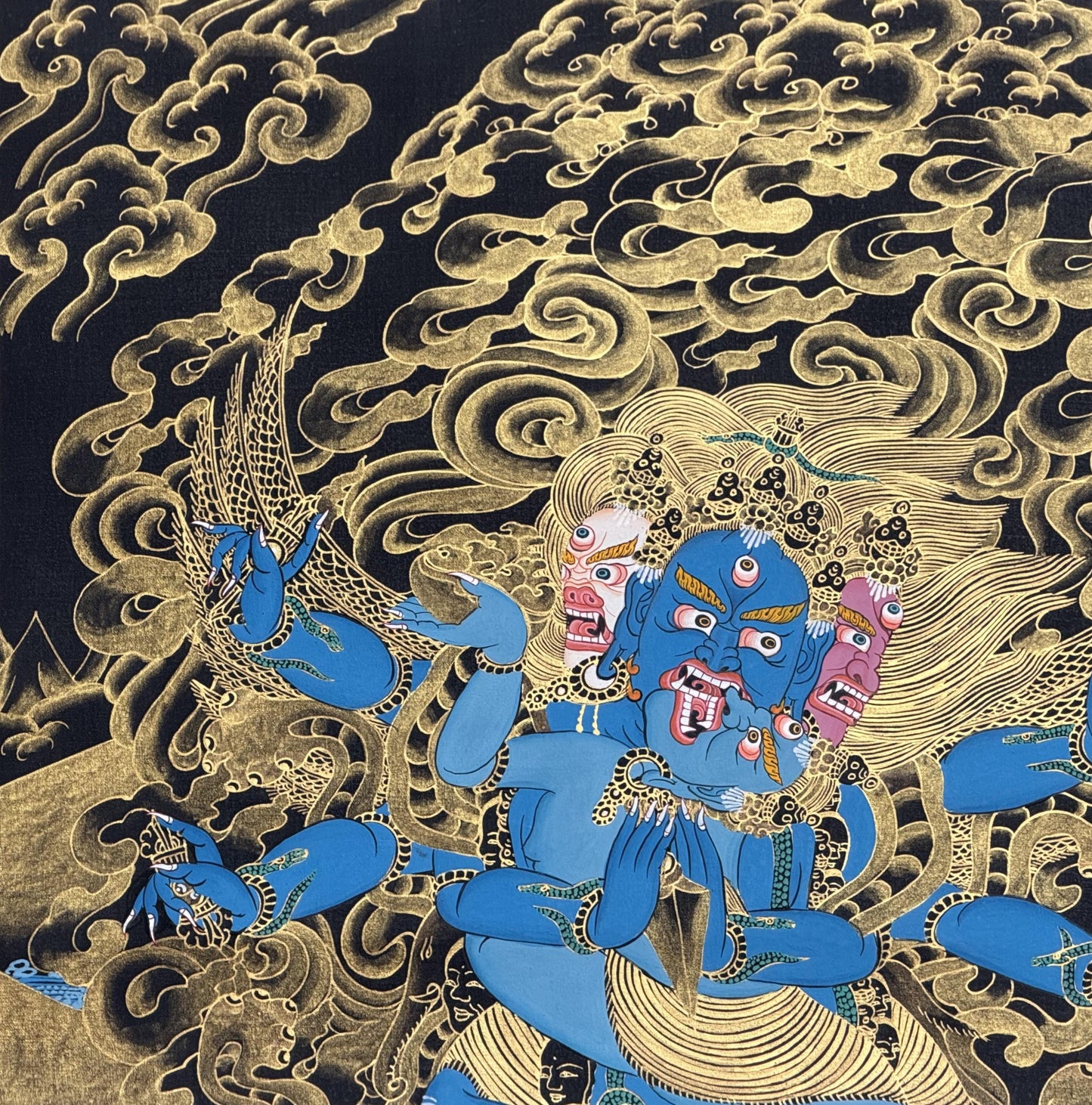 Vajrakilaya Thangka with Consort | Master Hand-Painted Tibetan Wrathful Deity Art
