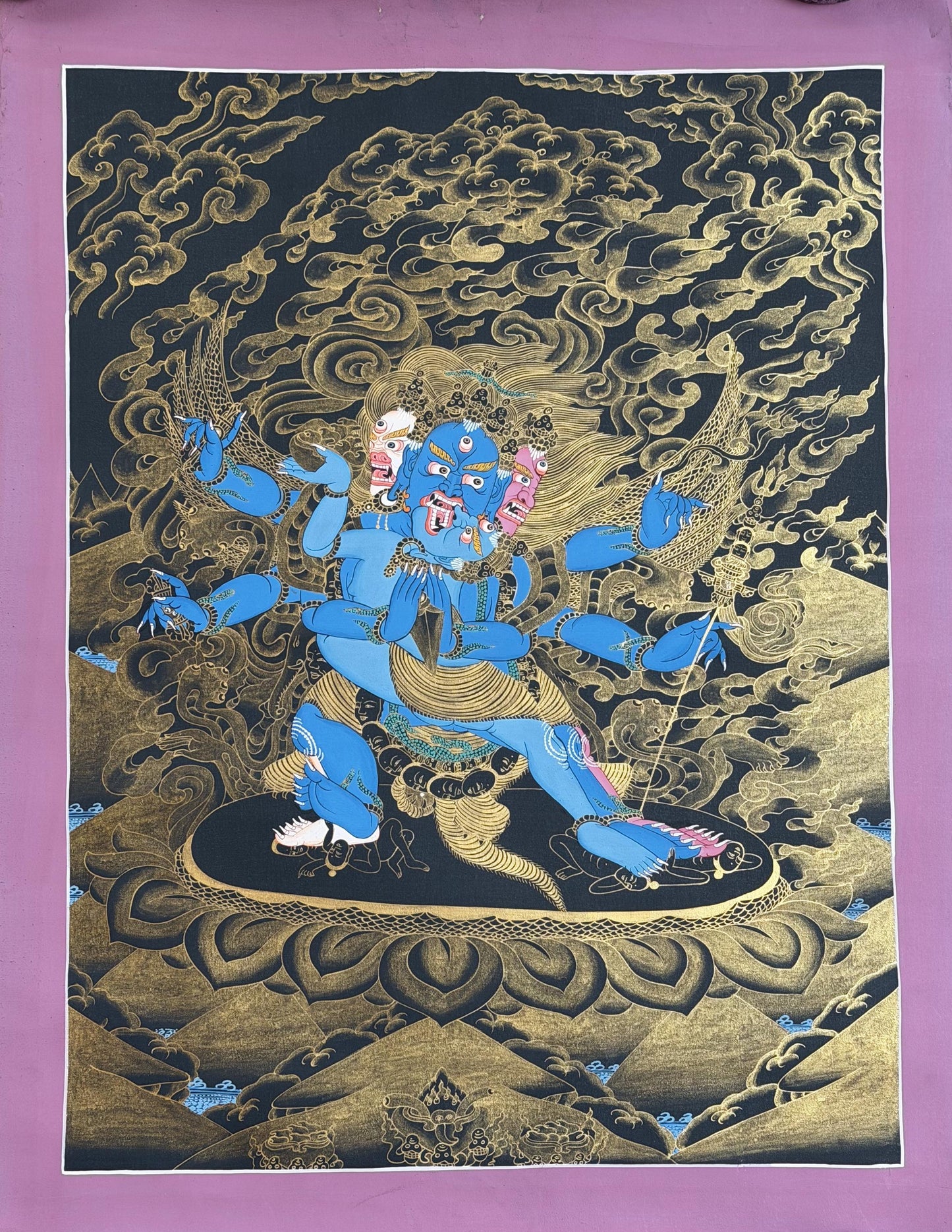 Vajrakilaya Thangka with Consort | Master Hand-Painted Tibetan Wrathful Deity Art
