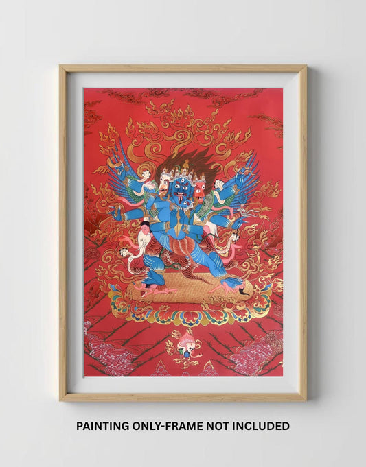 Large Vajrakilaya Tibetan Thangka Painting – Masterpiece Buddhist Art, Spiritual Decor, Handcrafted Art