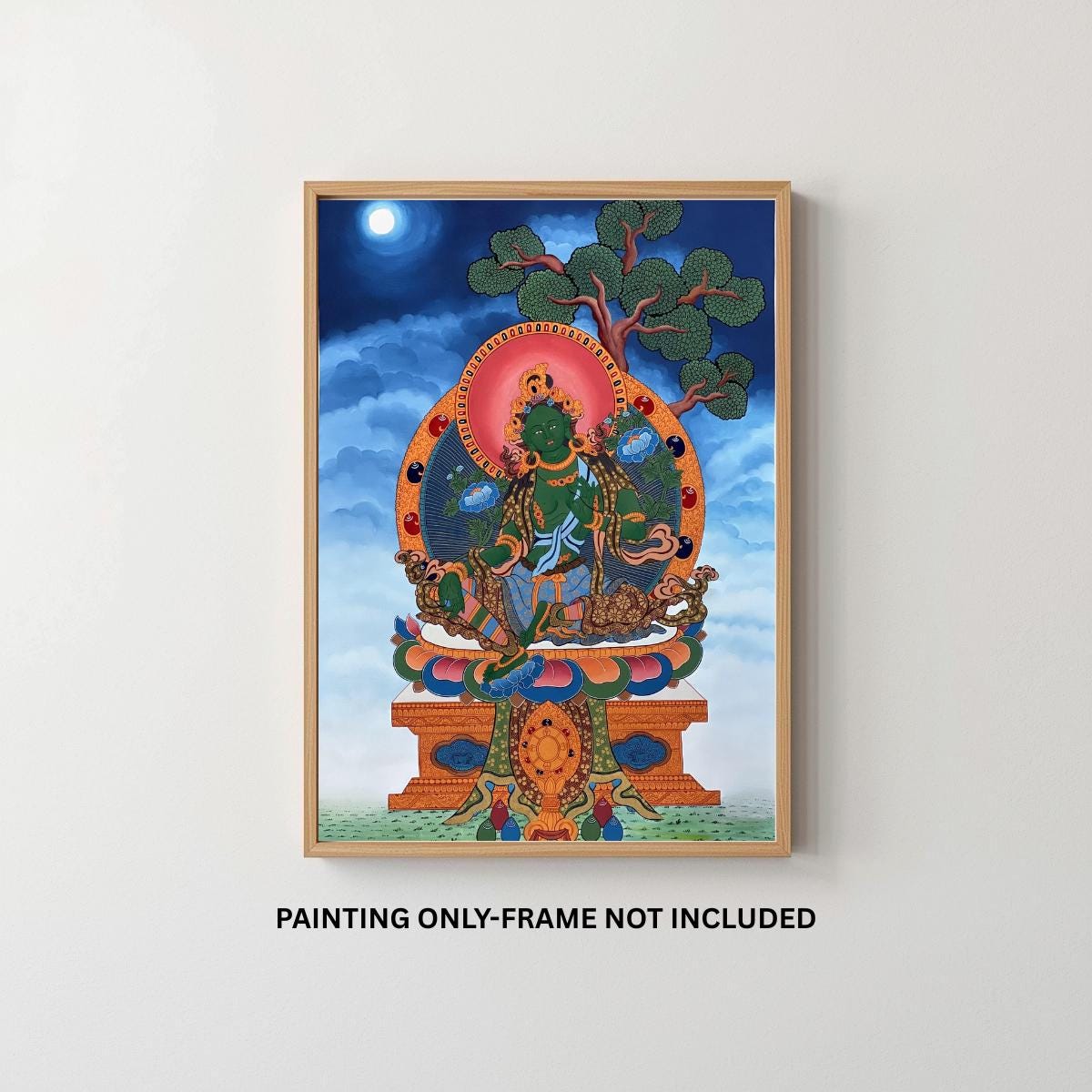 Green Tara Thangka Painting - Hand-Painted Tibetan Wall Art (20" x 30")