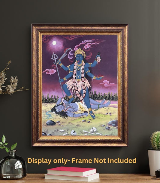 Hand-Painted Mahakali Thangka Art | Nepalese Hindu Goddess Painting